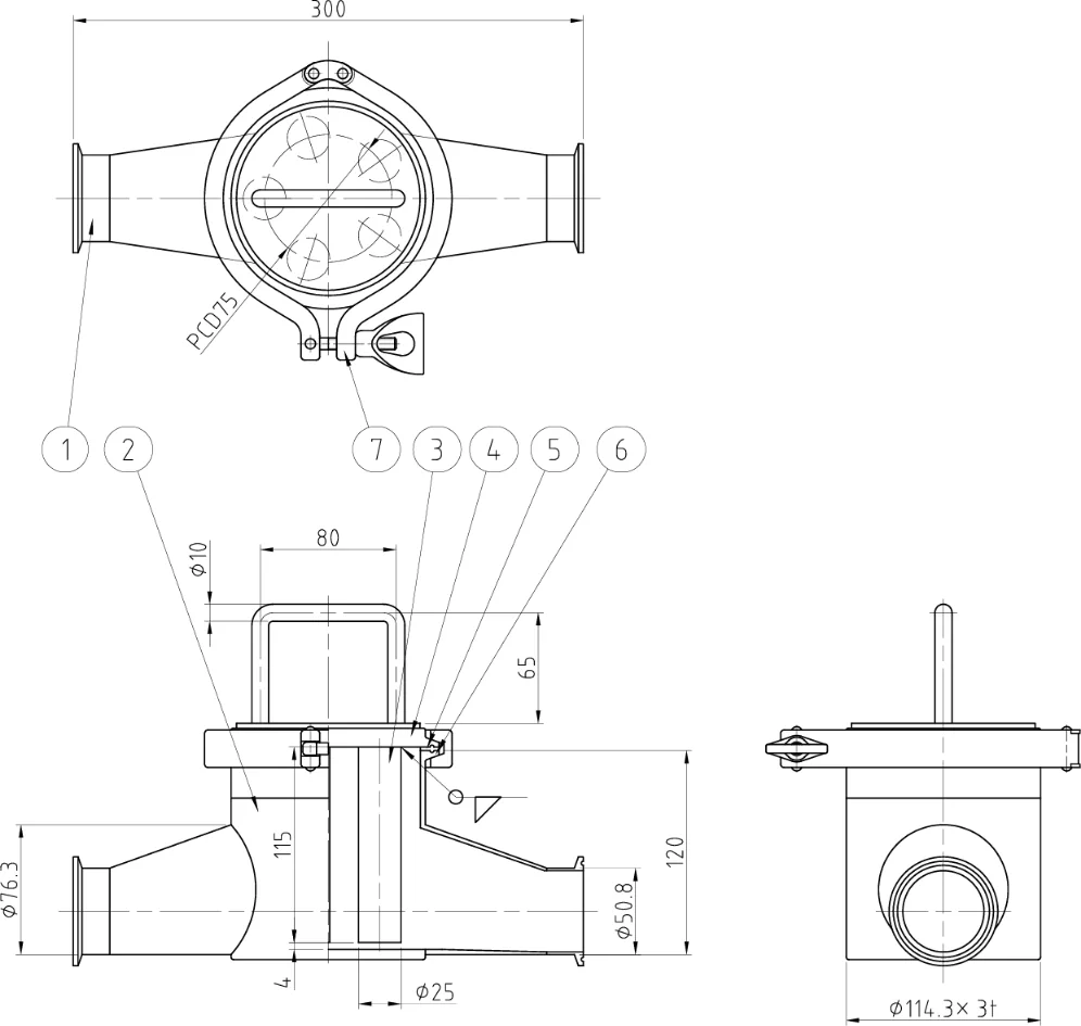 マグネットフィルターJMF-2型1200mT外形寸法図